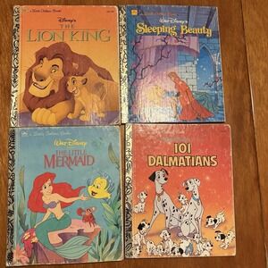 Disney Little Golden Books Lot of 4 Lion King Mermaid Sleeping Beauty Dalmatians